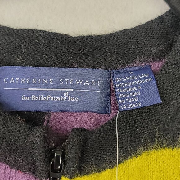 Catherine Stewart Block Stripe Sweater Vest Size L Wool Classic BellePointe Inc - Picture 4 of 10